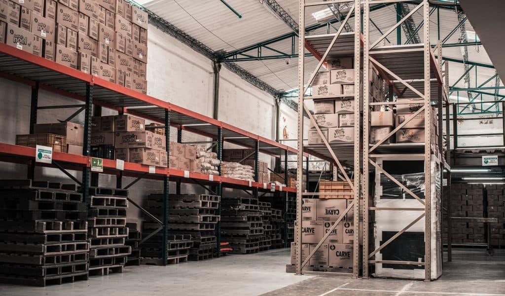 Boxes in a storage facility