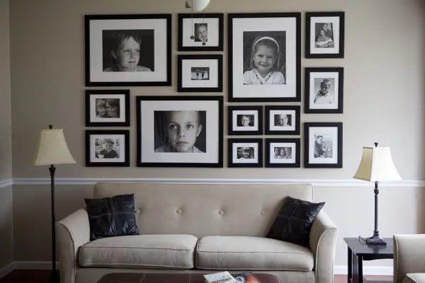 family photos on the wall