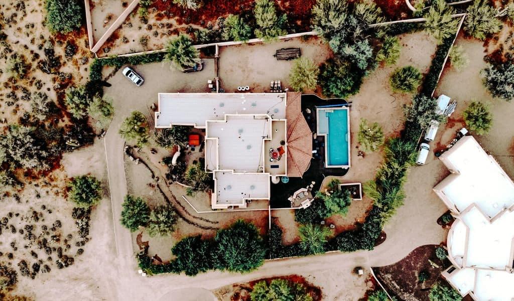 Overhead view of an Arizona mansion