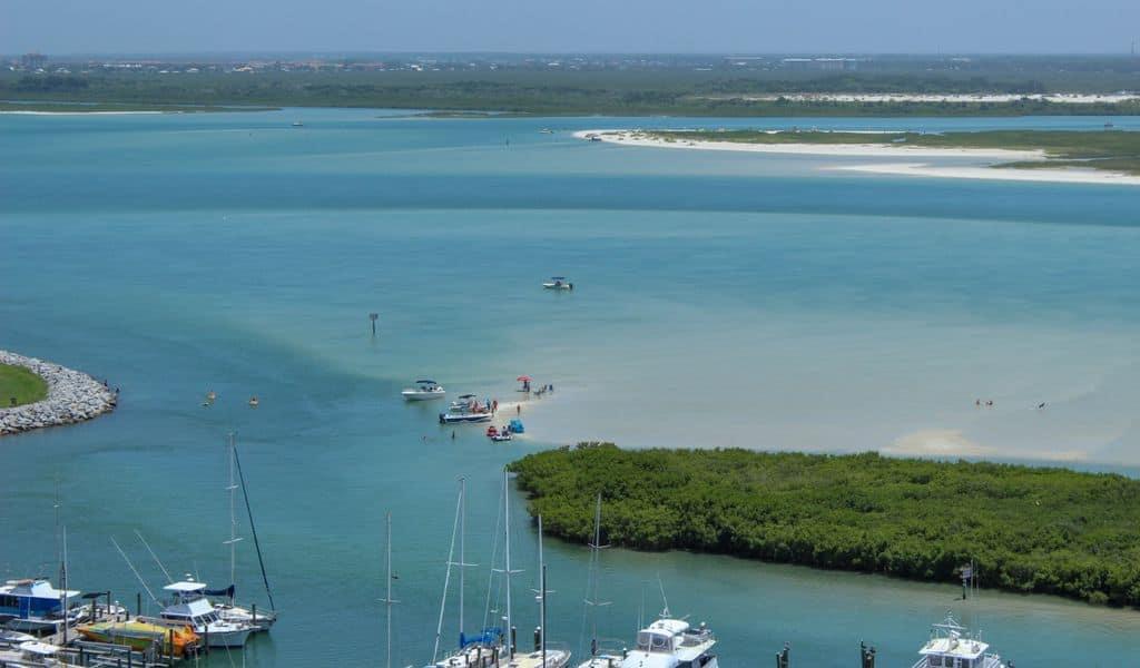 a bird’s-eye view of a local Florida marina