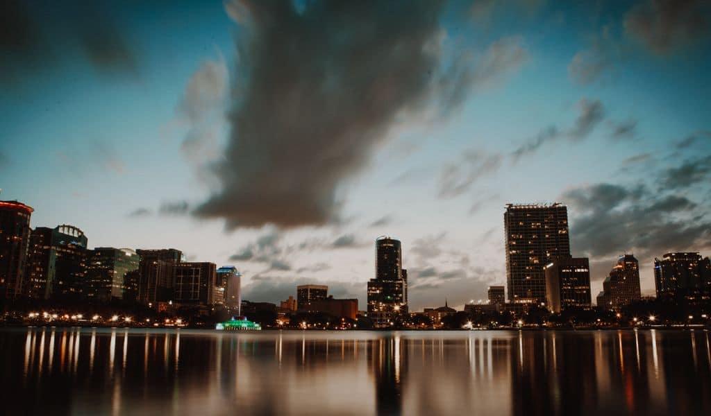 A nighttime view of Orlando, FL