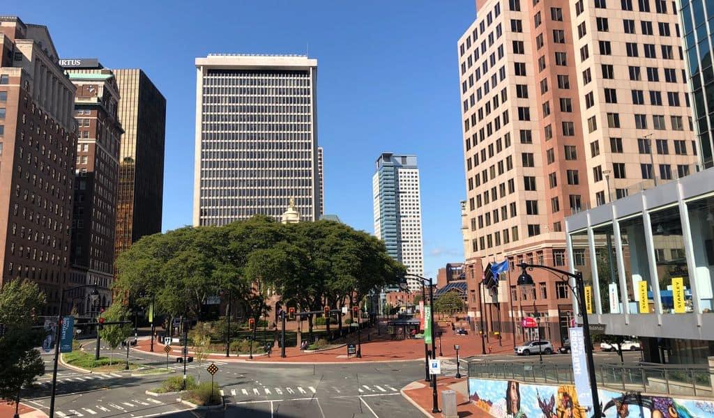 Aerial view of Downtown Hartford, Connecticut