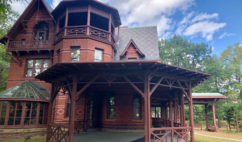 Front porch of the Mark Twain House in Hartford, Connecticut