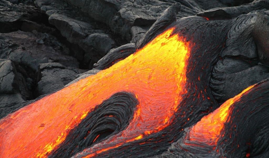 Volcanic lava erupting from a volcano