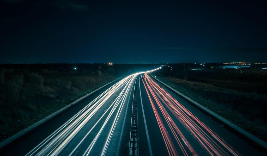 Time-lapse picture of a highway at nighttime in Ohio