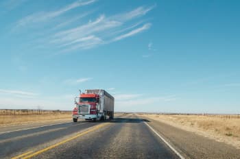 long distance moving truck on the highway