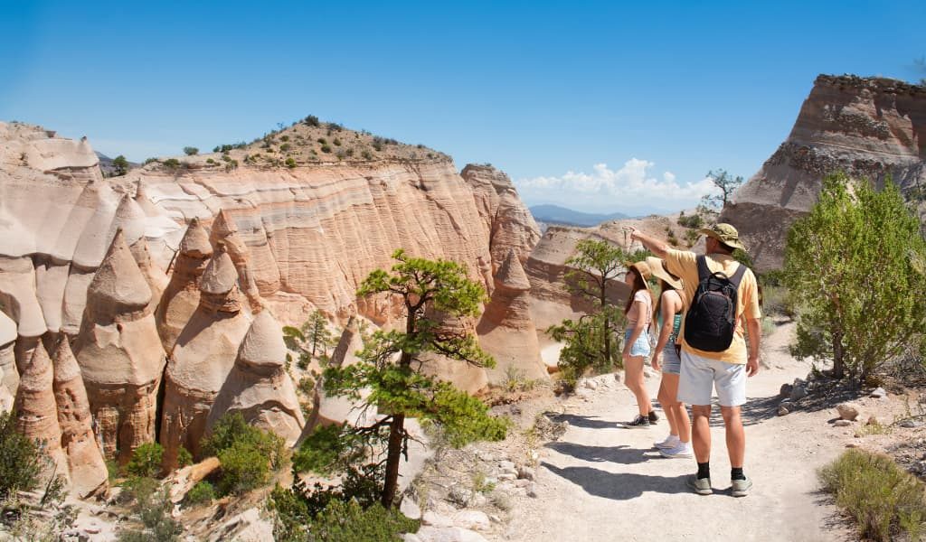 A family hiking in the mountain