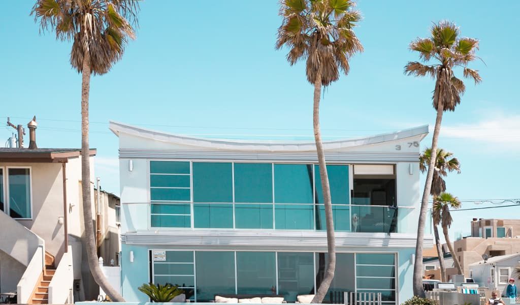 Beautiful white beachfront home in California