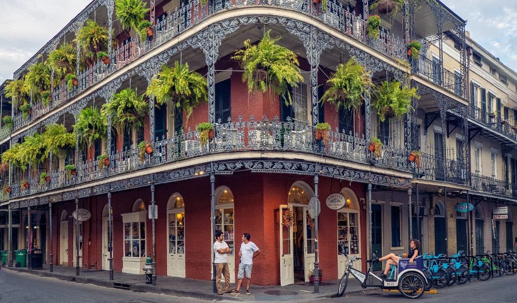 The famous french quarter located in New Orleans