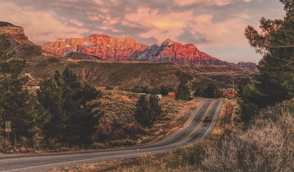 A road of Zion National Park in Utah