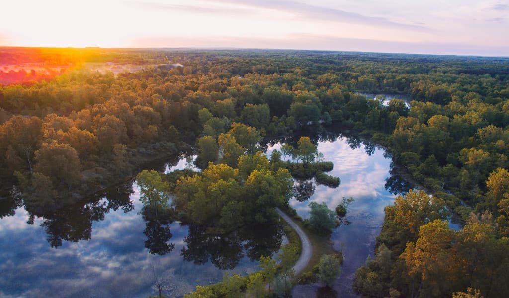 The scenic view of the beautiful forest of Otisville in Michigan