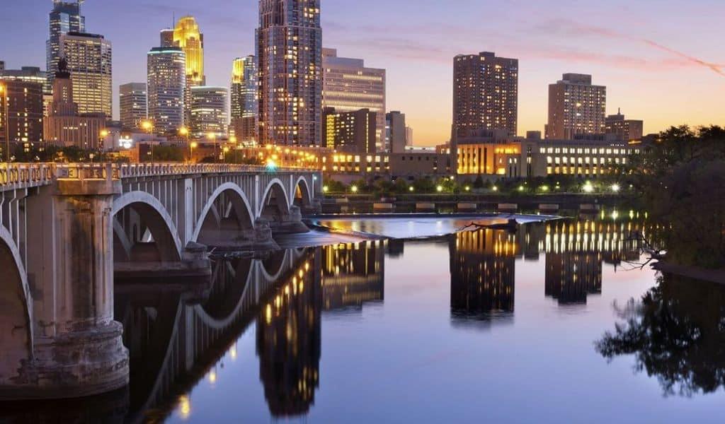Golden Lights Adorn the City of Minneapolis - Minnesota