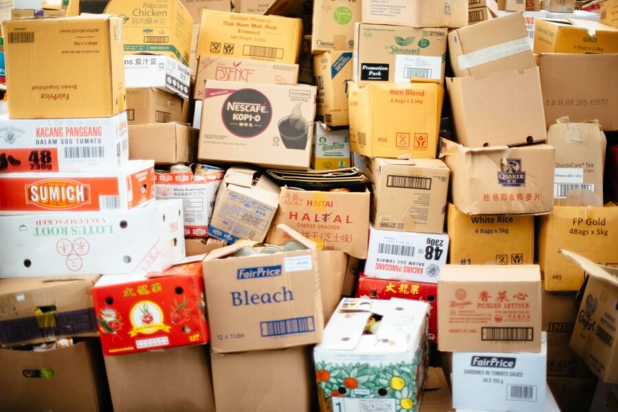 Hundreds of varied cardboard boxes