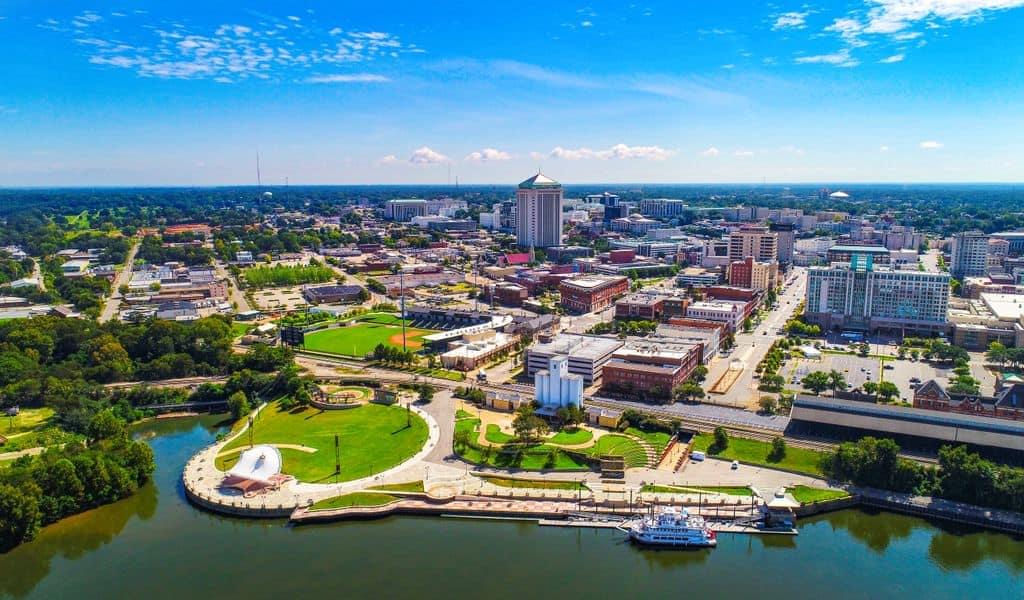 A aerial view of the city of Montgomery in Alabama